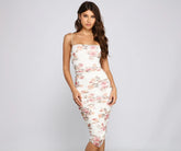 Floral Beauty Mesh Midi Dress