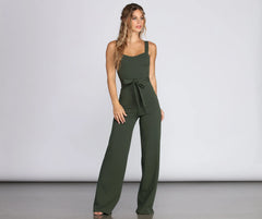Such A Sweetheart Tie Waist Jumpsuit