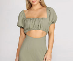 Puff Sleeve Cut Out Jumpsuit