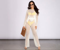 High Waist Wide Leg Crochet Pants