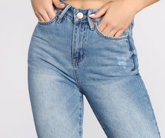 High Rise Frayed Hem Jeans