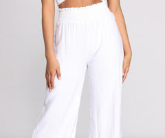 Day At The Hamptons Smocked Linen Pants