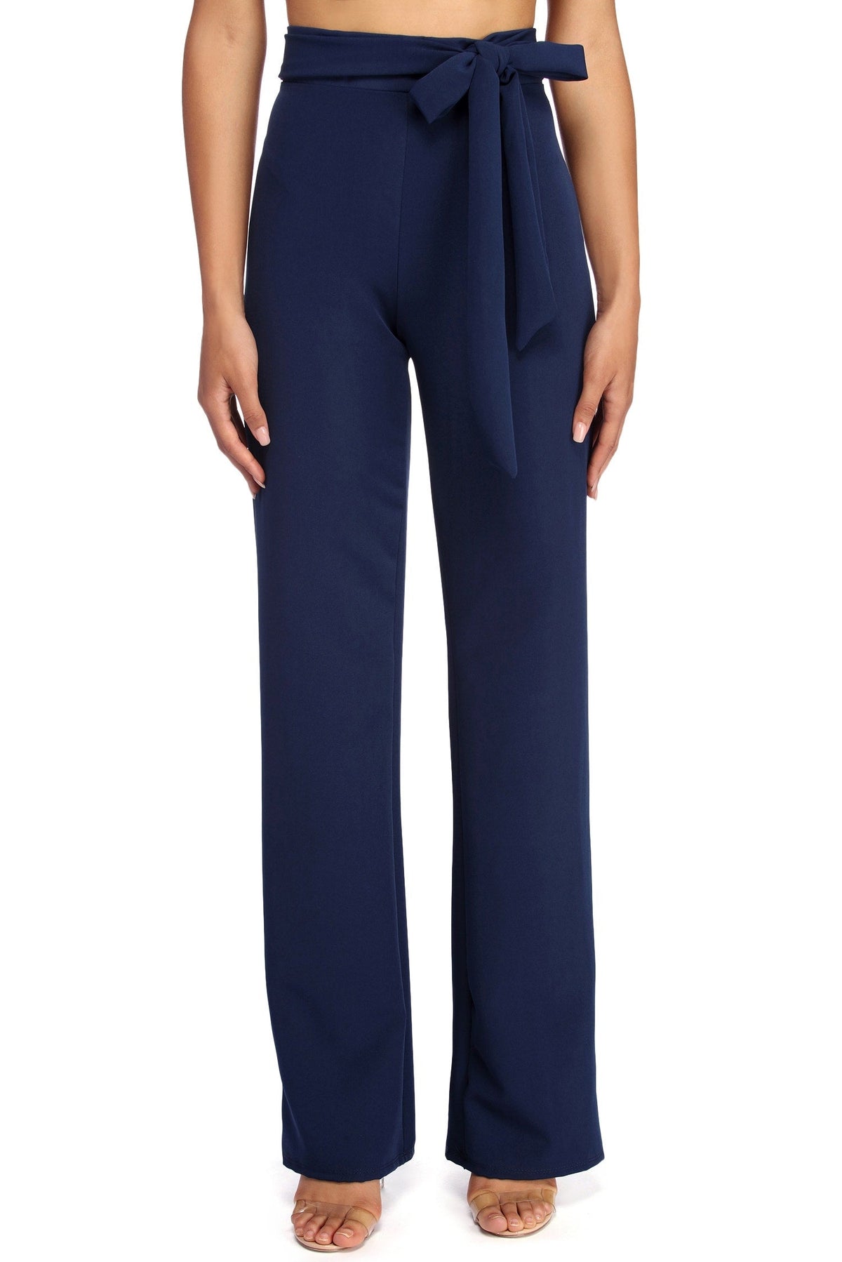 Stylishly Sealed Tie Waist Pants
