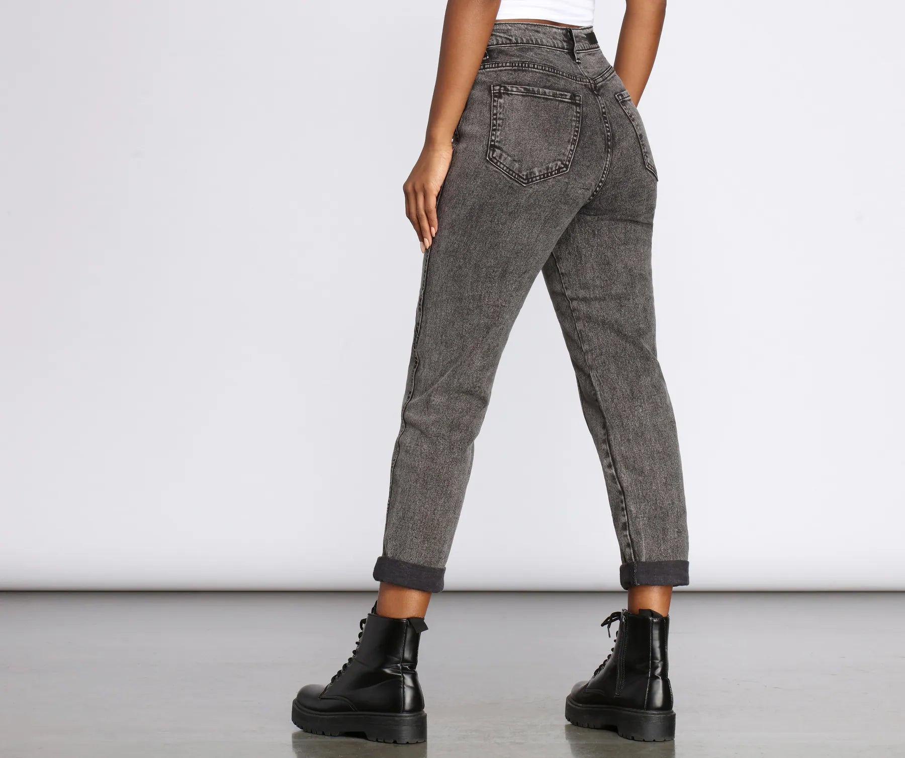 High Rise Button Front Mom Jeans