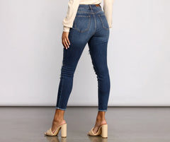 High Rise Destructed Skinny Jeans