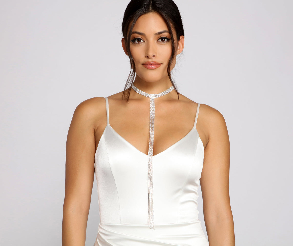 Five Row Rhinestone Fringe Choker