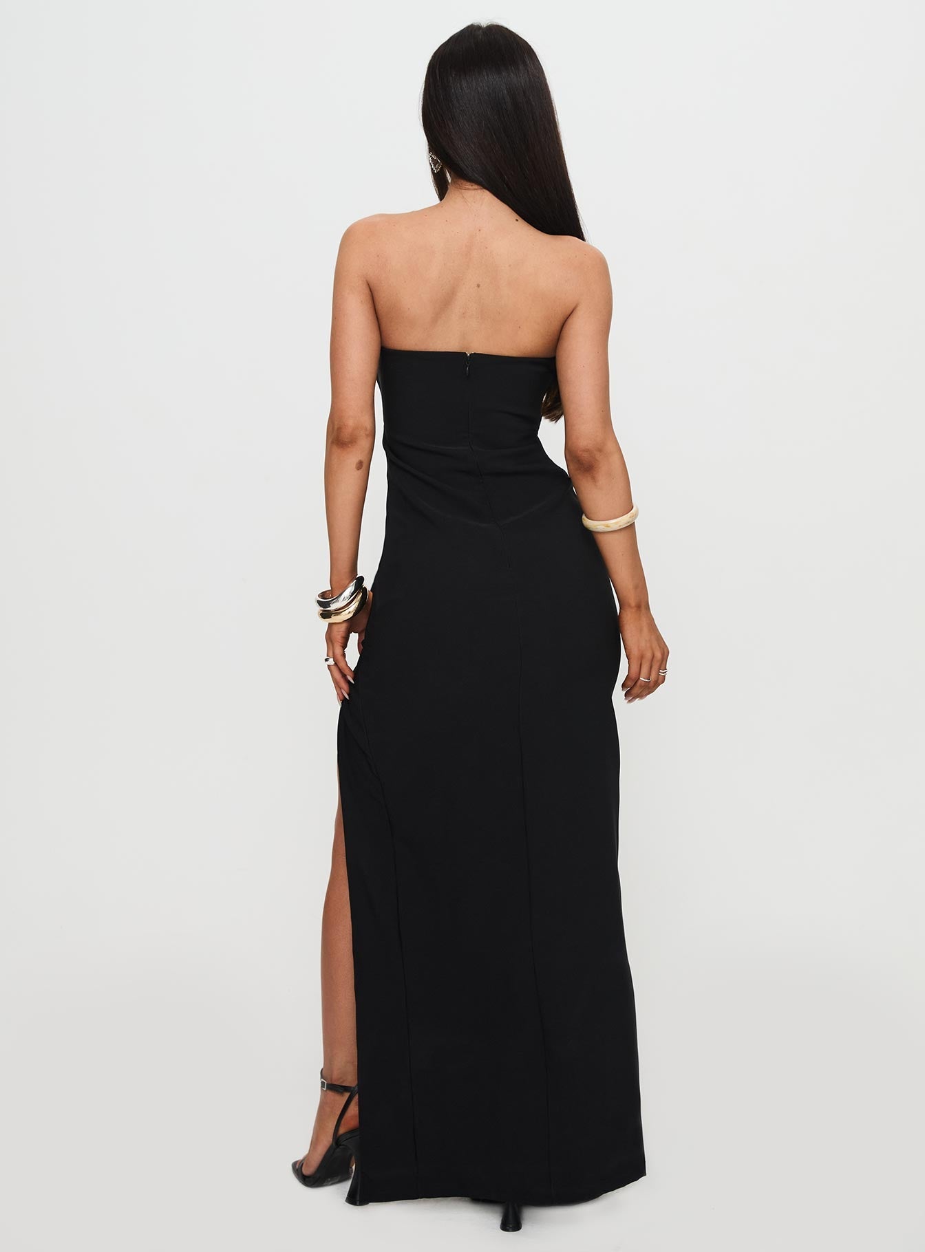 Reckless Abandon Strapless Maxi Dress Black